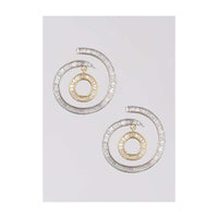 Silver And Gold Plated Studs In Spiral Motif With Dangler And Embellished With Bugle Beads Online - Kalki Fashion