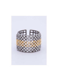 Silver and gold shaded ring with cut work only on kalki