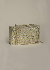 Metallic Box Clutch With Gold And Silver Shimmer Glitter All Over Online - Kalki Fashion