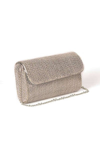 Silver Clutch With Chain And Thread Embellishment Online - Kalki Fashion