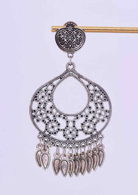 Silver coated dangler earring with floral cut work only on Kalki