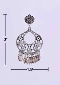 Silver coated dangler earring with floral cut work only on Kalki