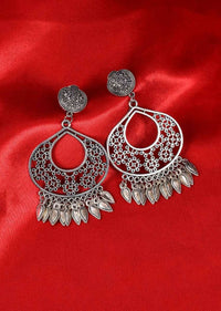 Silver coated dangler earring with floral cut work only on Kalki