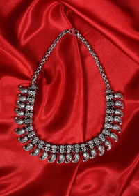 Silver coated fancy necklace in paisley motif only on Kalki