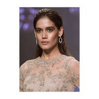 Silver Danglers In Drop Shape Studded With Crystals And Stones Online - Kalki Fashion