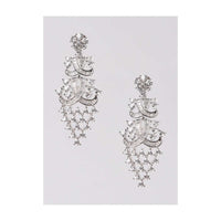Silver Dangling Earrings Studded With Bugle Beads And Crystals Online - Kalki Fashion