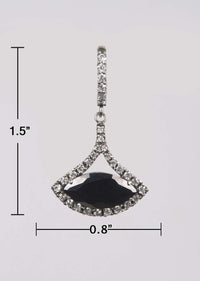 Silver Hoops With Stones And Dangling Black Crystal Online - Kalki Fashion