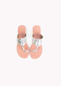 Silver Kolhapuri Flats With Nude Pink Sole  By Sole House