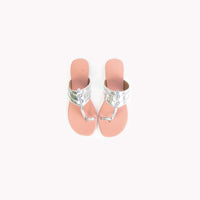 Silver Kolhapuri Flats With Nude Pink Sole  By Sole House