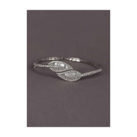 Silver Plated Bracelet With Stones And Bugle Beads In Leaf Motif Online - Kalki Fashion