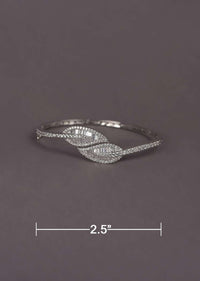 Silver Plated Bracelet With Stones And Bugle Beads In Leaf Motif Online - Kalki Fashion