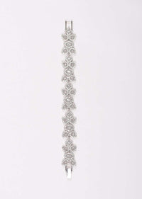 Silver Plated Bracelet With Stones And Crystals In Square And Leaf Motifs Online - Kalki Fashion