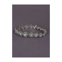 Silver Plated Bracelet With Stones In Concentric Round Design In Chain Pattern Online - Kalki Fashion