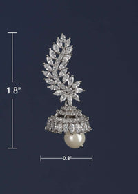 Silver Plated Contemporary Earrings In Floral And Leaf Motifs With Stones And Dangling Pearl Online - Kalki Fashion