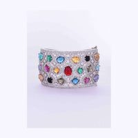 Silver plated diamond studded kada adorn with navratna stones only on Kalki