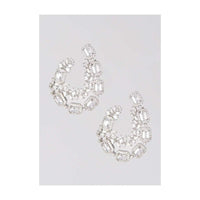 Silver Plated Earrings With Crystals And Stone In Leaf And Geometric Pattern Online - Kalki Fashion