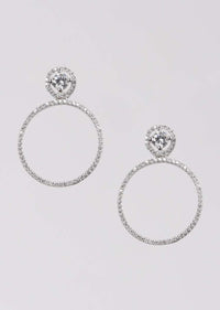 Silver Plated Earrings With Stones In Double Round Motifs Online - Kalki Fashion