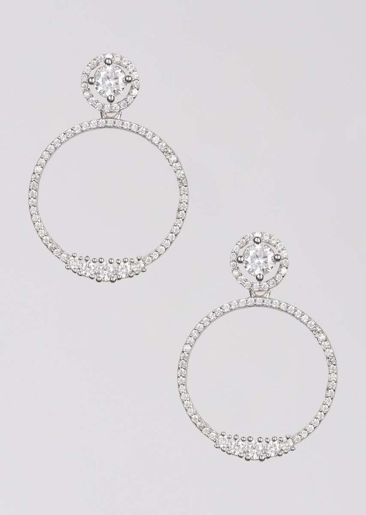 Silver Plated Earrings With Stones In Round Pattern Online - Kalki Fashion