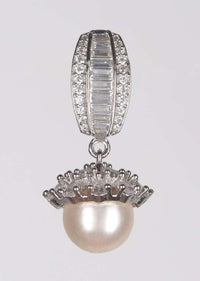 Silver Plated Earrings With Stones, Bugle Beads And Crystals And Dangling Pearl Online - Kalki Fashion