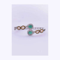 Silver Plated Fancy Kada Studded In Kundan And Jade Green Stone Online - Kalki Fashion