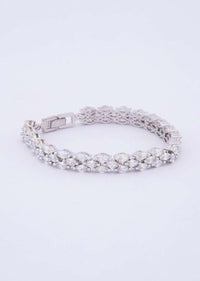 Silver plated triple layer bracelet studded in diamond stones only on kalki