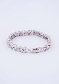 Silver plated triple layer bracelet studded in diamond stones only on kalki