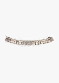 Silver Choker Necklace With Stone Studded Geometric Design
