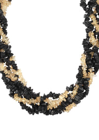 Silver Coiled Necklace With Yellow And Black Gemstones Made In Sterling Silver By Sangeeta Boochra