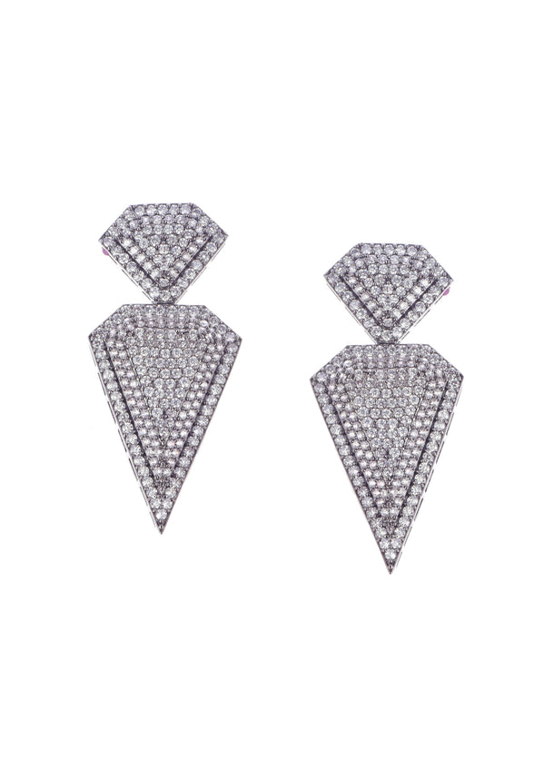 Silver Diamond Dangler Earring In Mix Metal