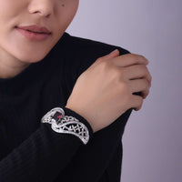 Silver Finish Bangle In Mix Studded With Zircon