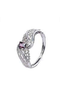 Silver Finish Bangle In Mix Studded With Zircon