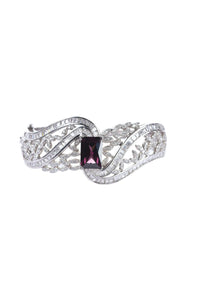 Silver Finish Bangle In Mix Studded With Zircon