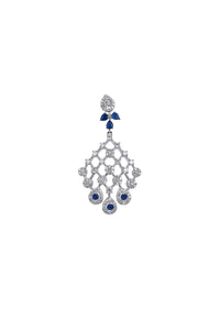 Silver Finish Choker Set With Sapphire Stones And White Zirconia