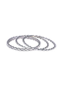 Silver Finish Linear Bangles Set of 4