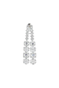 Silver Finish Long Necklace Set Studded With Faux Diamonds