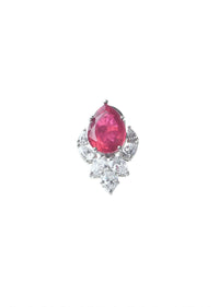 92.5 Sterling Silver Ruby Studs With Faux Diamonds
