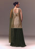 Silver Kurta With Embroidered Velvet Sharara Pants And Organza Dupatta