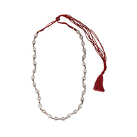 Silver Long Necklace Adorned With Beads And Maroon Thread Made In Sterling Silver By Sangeeta Boochra
