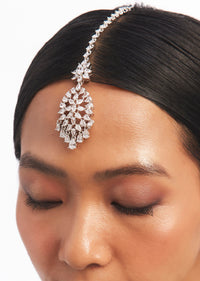 Silver Mix Metal Zircon Studded Maang Tikka