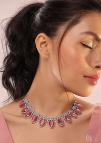 Silver Necklace & Earrings Set With Zirconia Diamonds In Swarovski Finish