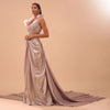 Dusty Pink Embroidered Gown With Ruffle Adornments