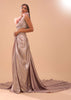 Dusty Pink Embroidered Gown With Ruffle Adornments