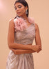 Dusty Pink Embroidered Gown With Ruffle Adornments