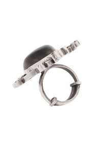 Silver Ring With Labradorite Gemstone In Vintage Pattern Made In Sterling Silver By Sangeeta Boochra
