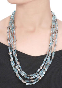 Silver Three Layer Necklace Hand Crafted With Glass Beads Made In Sterling Silver By Sangeeta Boochra