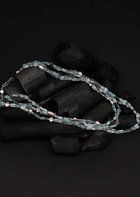 Silver Three Layer Necklace Hand Crafted With Glass Beads Made In Sterling Silver By Sangeeta Boochra