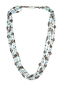 Silver Three Layer Necklace Hand Crafted With Glass Beads Made In Sterling Silver By Sangeeta Boochra