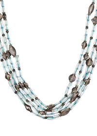 Silver Three Layer Necklace Hand Crafted With Glass Beads Made In Sterling Silver By Sangeeta Boochra