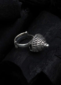 Silver Vintage Ring With Carved Dome Made In Sterling Silver By Sangeeta Boochra