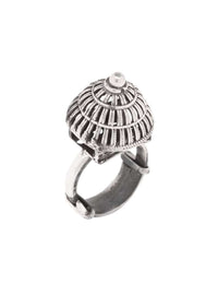 Silver Vintage Ring With Carved Dome Made In Sterling Silver By Sangeeta Boochra